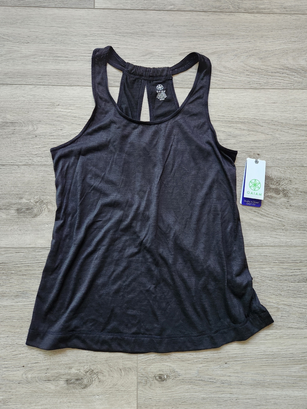 Gaiam Black Peace Tank Racerback Womens Small Nwt Athleisure Yoga